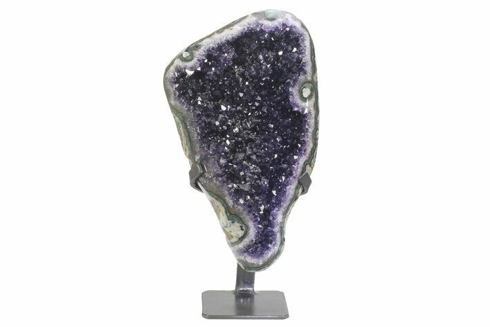 Deep Purple Amethyst Geode With Metal Stand #233907